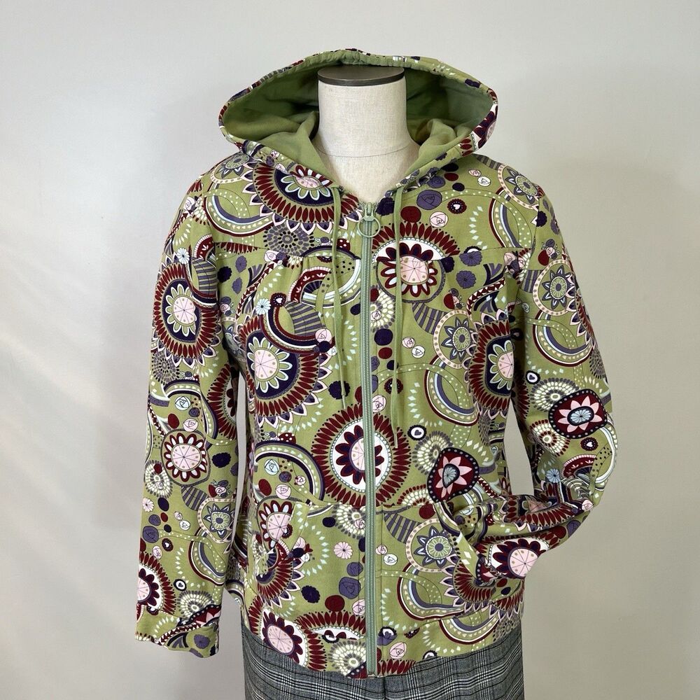 Christopher & Banks Women’s Sz M Hoodie Natural Cotton Breathable Multicolor UEC
